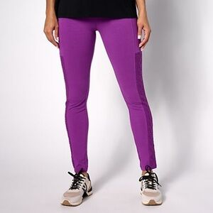 LOGO By Lori Goldstein Regular Leggings W/Lace Panel.  “Sparkling Grape” Size 4X